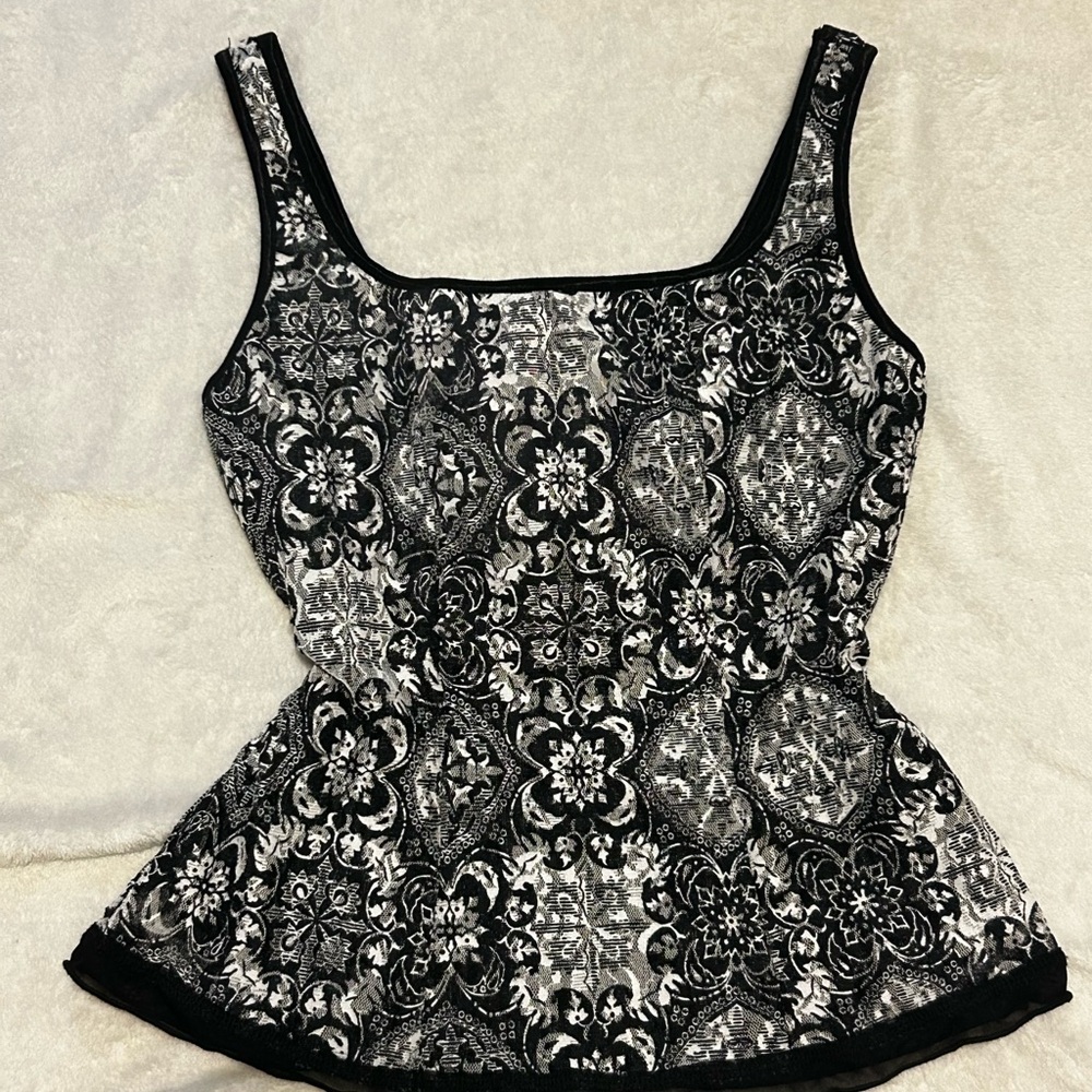 Elegant Black and White Floral Women's Top